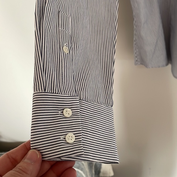 NWT SIMONS Blue stripe button up - Picture 5 of 8